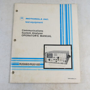 Motorola, R2008D/R2010D, Communications System Analyzer, Operators Manual