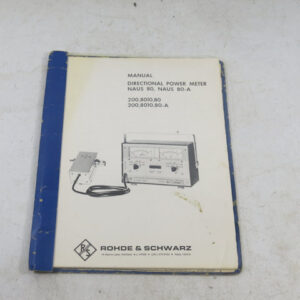 Rohde & Schwarz, NAUS80, NAUS80A, Power Meter Manual